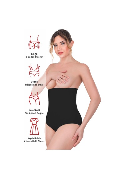 Siyah Mı Emay 2080 Yüksek Bel Çıtçıtlı Slip Korse Siyah