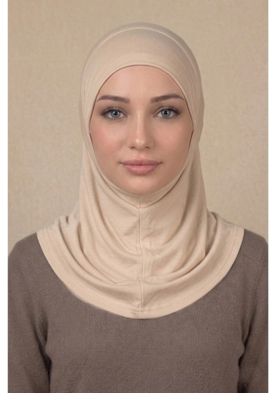Sonbaharmoda Hazır Türban Pratik Kaymaz Tesettür Eşarp Viskon Likralı Rahat Günlük Ve Namaz İçin Hijab Bej