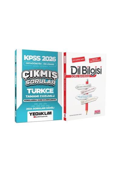Yediiklim 2026 Kpss Ortaöğretim Önlisans Türkçe Konularına Göre Çıkmış Sorular Ve Akm Dil Bilgisi Soru Bankası Seti 2 Kitap
