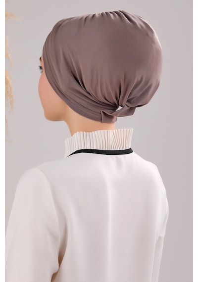 Melodi Scarf Kadın Üç Bantlı Çapraz Hazır Türban Dış Bone Vizon Vizon