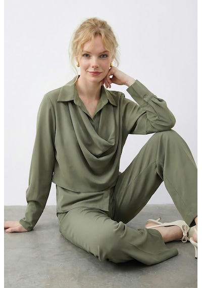 Shade Kadın Şal Detaylı Gömlek Bol Pantolonlu Alt-üst Takım 1119 60283961 - Açık Yeşil Shade Kadın Şal Detaylı Gömlek Bol Pantolonlu Alt-üst Takım 1119 60283961 - Açık Yeşil