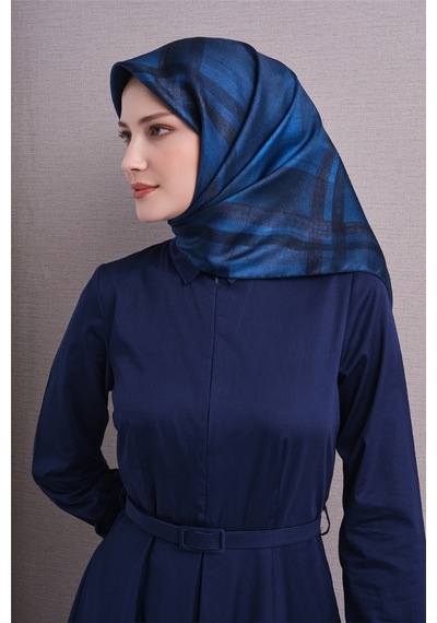 Armine Sura İpek Eşarp 2026-2027 - Sonbahar Kış-asm9618 Lacivert-Mavi