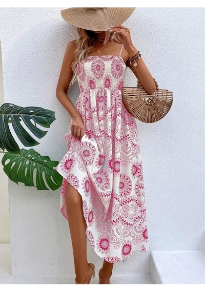 Defymoda Dijital Baskılı Elbise Çok Renkli