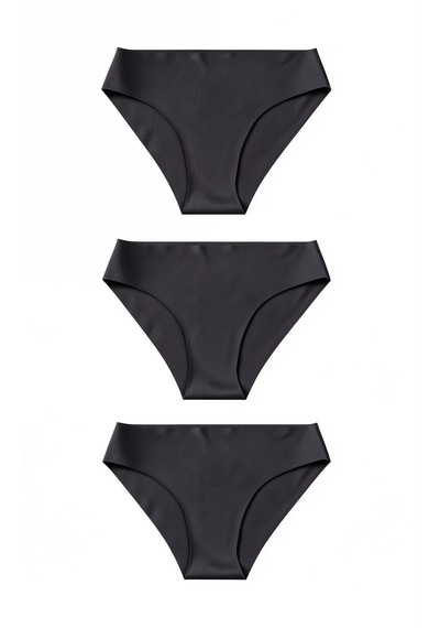 Skin Verse Lazer Kesim Pamuklu Bikini Külot 3'lü Set Siyah