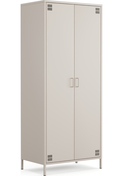 Pera Metal Elbise Dolabı, Soyunma Dolabı, İki Kapılı, 80,50 X 50 X 189,50 Cm Bej