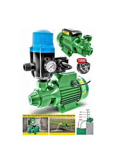 Genel Kullanım Monofaze 220v Turbo Motor-0.5hp 1" Paket Hidrofor Sistem Su Pompa Motoru Dinoması Set