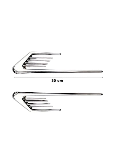 Araç Ventil Çamurluk Üstü Izgara Süsü Çamurluk Ventili 30 Cm 2 Parça Bantlı Nikelaj Renk Yapıştırma