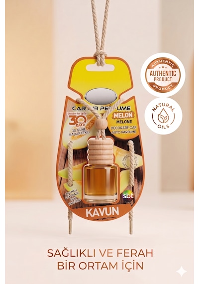 Kavun Aynaya Asmalı İpli Aromalı Dekoratif Araç Parfümü 8ml-01