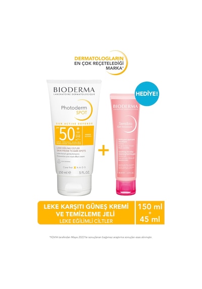 Bıoderma Photoderm Spot Leke Karşıtı Güneş Kremi SPF50+ 150 ML + Sensibio Yüz Temizleme Jeli 45 ML