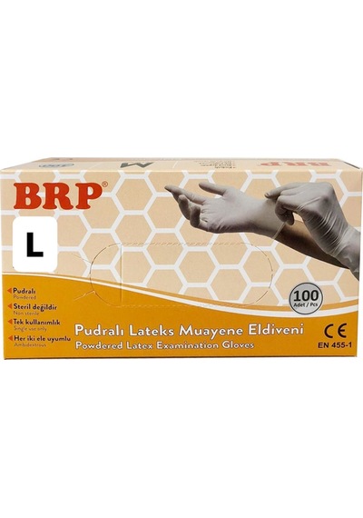 Brp Lateks Pudralı Muayene Eldiveni Large 20 x 100'lü