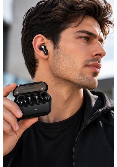 Kablosuz Bluetooth Kulaklık 2 Si 1 Arada Klipsli Kulak İçi 4 Lü Siyah - Lisinya