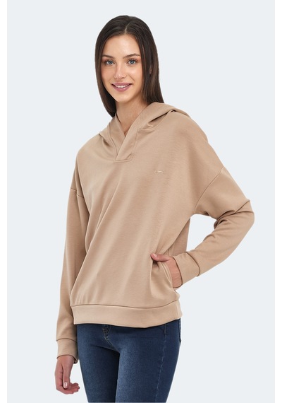 Slazenger Kenzıe I Kadın Kapüşonlu Bej Sweatshirt Bej