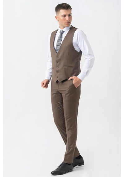 White Stone Grandson Ty2424 Yelekli Likralı Slim Fit Takım Elbise Desenli-desenli Kahverengi White Stone Grandson Ty2424 Yelekli Likralı Slim Fit Takım Elbise Desenli-desenli Kahverengi