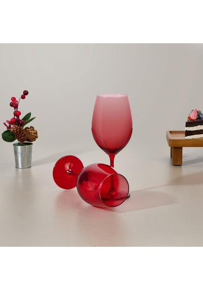 Raklee Larc 2'li Ayaklı Bardak - Kırmızı - 540 Ml Renkli