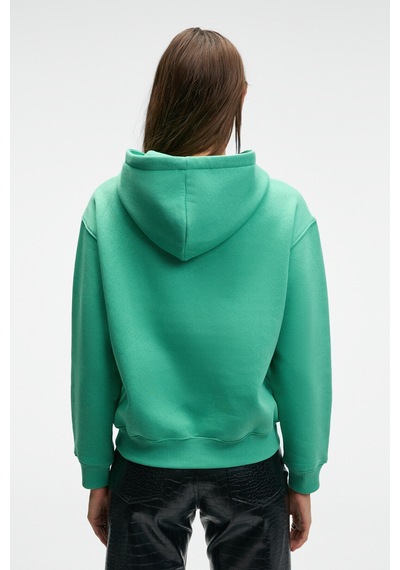 Grimelange SLOPANE Kadın Rahat Kesim Kapüşonlu Baskılı Yeşil Sweatshirt