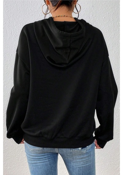 Unisex Oversize Tasmania Baskılı Sweatshirt Siyah