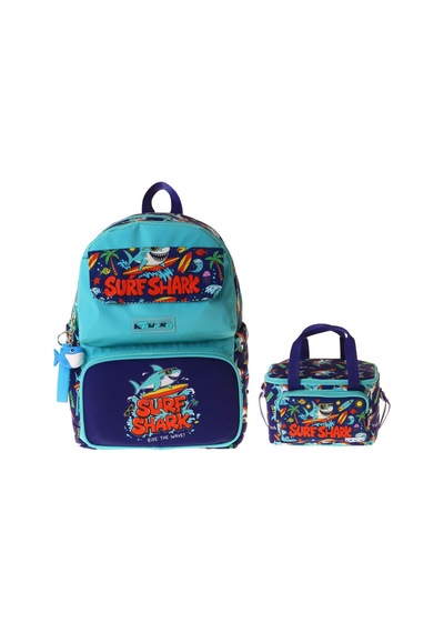 Kaukko Kids Surf Erkek Çocuk Yeşil - Lacivert İlkokul Sırt Çantası Ve Beslenme Çanta Seti - Setkk-l5354b Çok Renkli