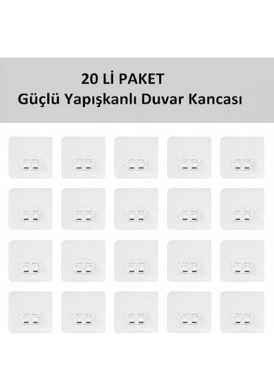 20 Li Güçlü Kendinden Yapışkanlı Kancalar Köşe Rafı Banyo Rafı Duş Rafı Kancası, Su Geçirmez Askı Beyaz