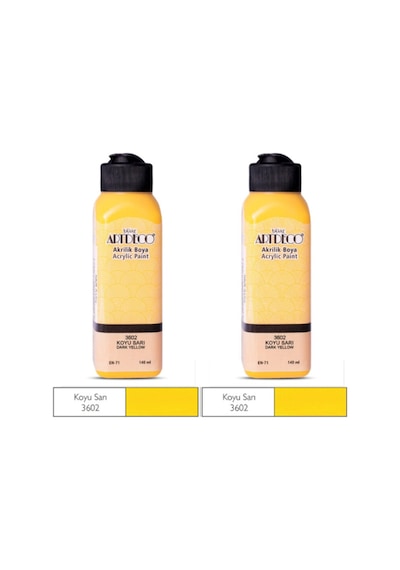 2 Li Akrilik Boya 140 Ml Renk Seçmeli Canlı Ve Pastel 3602 - Koyu Sarı