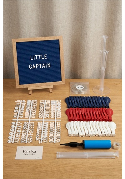 Denizci Temalı Doğum Günü Süsleme Deluxe Set Koyu Mavi Keçe Yazı Panosu Standlı Balon Zincirli 7li Şeffaf Balon Standlı Kaptan Seti Denizci Temalı Doğum Günü Süsleme Deluxe Set Koyu Mavi Keçe Yazı Panosu Standlı Balon Zincirli 7li Şeffaf Balon Standlı Kaptan Seti