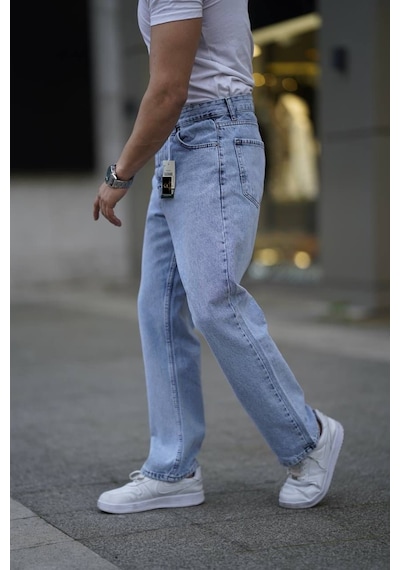Erkek 2026 Trend Model Bol Kalıp Kot Pantolon Mavibuz