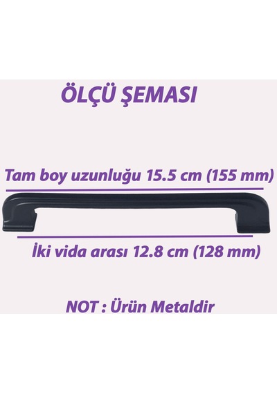 15 Adet Peri Kulp 128 Mm Siyah Mutfak Kulpu Çekmece Dolap Kapak Kulbu Metal Mobilya Dolabı Kulpları
