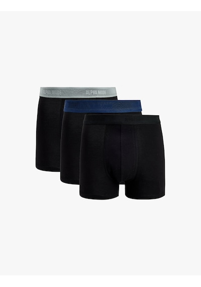 Koton Pamuklu Beli Baskı Detaylı 3 Lü Boxer Seti Siyah 7wlm90021mk