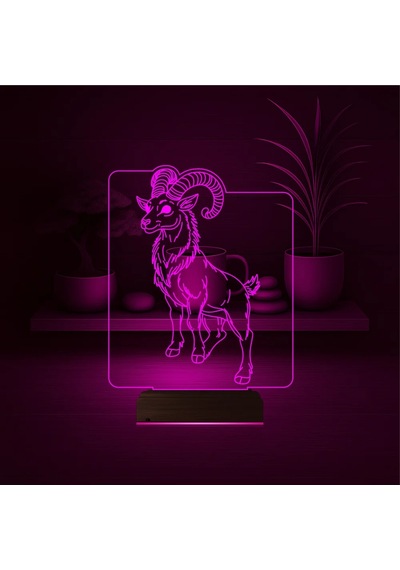 Luvivia Koç Burcu 3d Lamba - Masa Gece Lambası Şeffaf