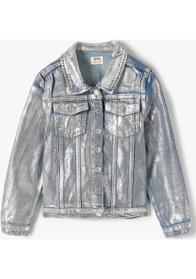 Koton Crop Kot Ceket Metalik Parlak Lıght Indıgo 4skg20010ad 4SKG20010ADLIN Açık Mavi