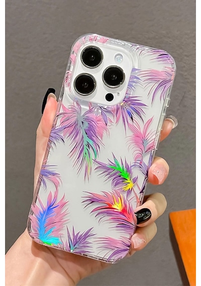 İphone 15 Pro Uyumlu Kılıf Solmayan Imd Baskı Desenli, Şeffaf Tpu+pc Botanik Kapak
