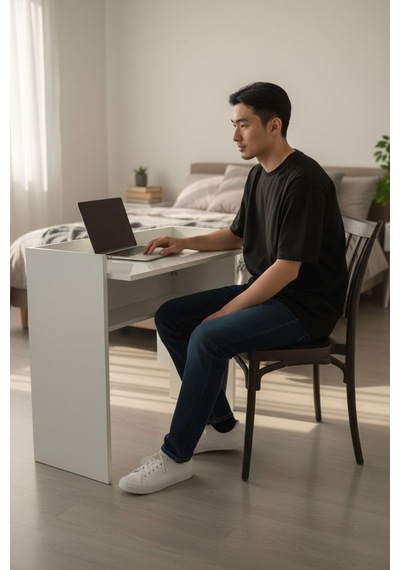 Çalışma Masası Bilgisayar Masası Ofis Ders Yemek Masası Beyaz Beyaz