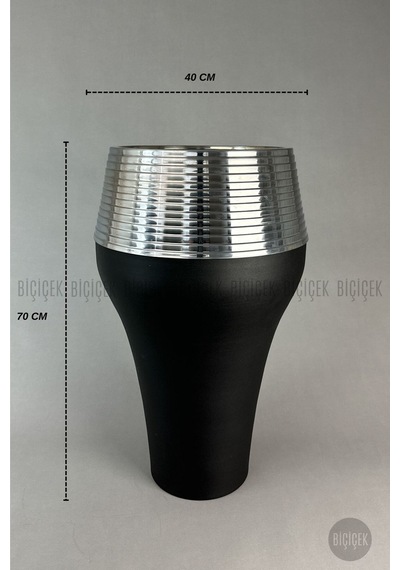 Biçiçek Cleopatra Saksı 70cm Si̇yah Gümüş