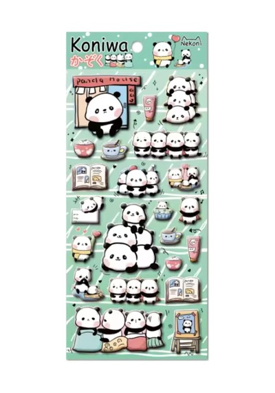 Panda Temalı Kabartmalı Sticker Seti Bullet