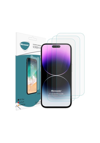 Microsonic Apple  Uyumlu iPhone 14 Pro Max Screen Protector Nano Glass Cam Ekran Koruyucu 3 Lü Paket