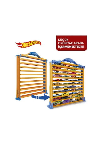 Hot Wheels Racentrack 44 Adet Araba İçin Depolama Rafı ve Yol Pisti HWCC9B