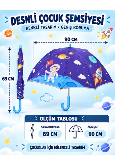 Mubx 6 Telli Fiber Çift Katlı Çocuk Şemsiyesi Rüzgarda Kırılmaz Şemsiye Lacivert