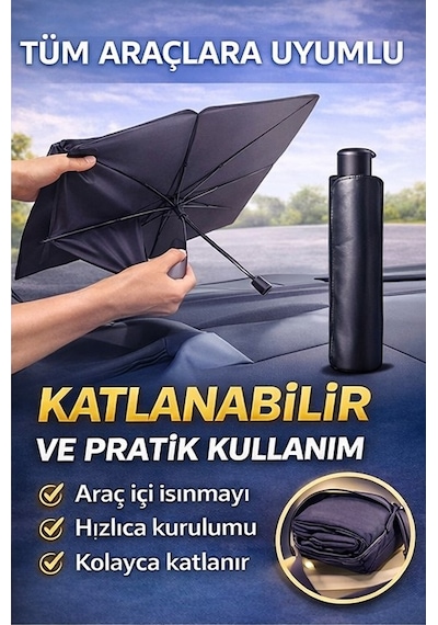 79x14 Cm Oto Şemsiye Güneşlik Tüm Araçlara Uyumlu Ön Cam Güneşlik Numaratör li