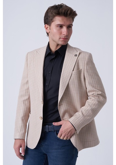 White Stone Alcácer Do Sal C4015 Slim Fit 6 Drop Ceket Desenli DESENLİ
