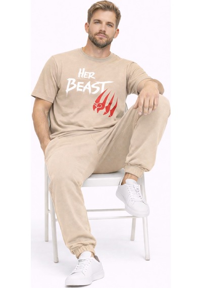Nevermınd Sevgili Kombini Her Beast His Beauty Oversize Çift Tişört Unisex Partner Couple Kombin Bej Bej Nevermınd Sevgili Kombini Her Beast His Beauty Oversize Çift Tişört Unisex Partner Couple Kombin Bej Bej