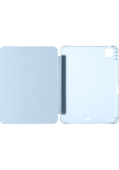 Apple Uyumlu iPad  Pro 11 2025 M5 Kılıf Mkst Tri Folding Kalem Bölmeli Standlı Kılıf - Mor Tablet Kılıfı