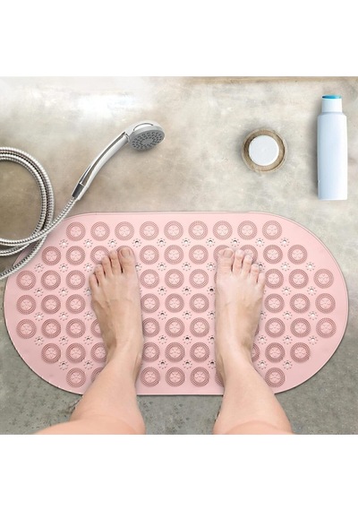 Dln Shop 2 Adet Massage Bath Math Banyo & Duş Kaydırmazı Pembe Renk Masajlı Model Banyo Paspas V-142 Pembe