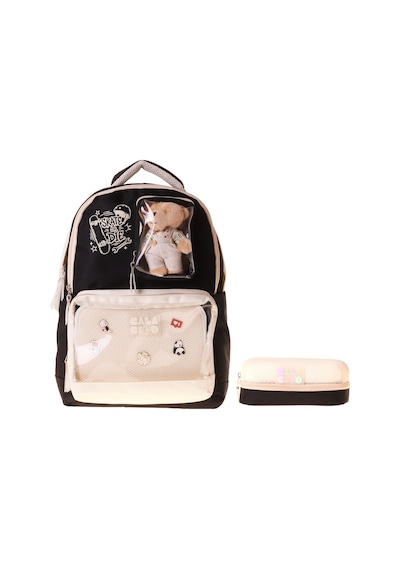 Calacilo Skate Kız Çocuk Siyah Krem Paten Baskılı Okul Sırt Çantası Ve Kalemlik Seti - Setcc-c4113c Çok Renkli