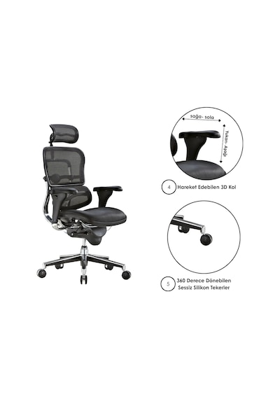 Casella Enjoy Fileli Yönetici Koltuğu Ofi S Koltuğu Ergonomik, Şık Ve Fonksiyonel Siyah