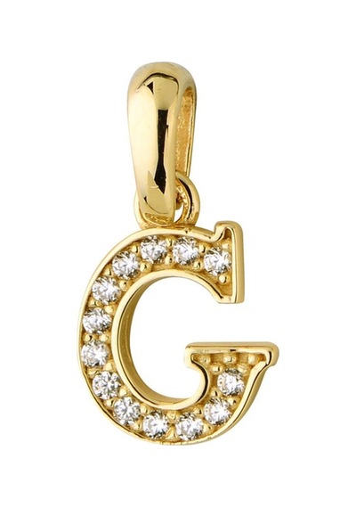 Goldkupe 14 Ayar Altın G Harfi Taşlı Kolye Ucu 0,48 Gr-3449