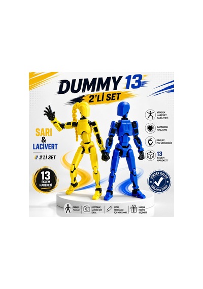 Dummy 13 2 Li Set Sarı & Lacivert 3d 13 Cm Figür Koleksiyon Oyuncak Seti