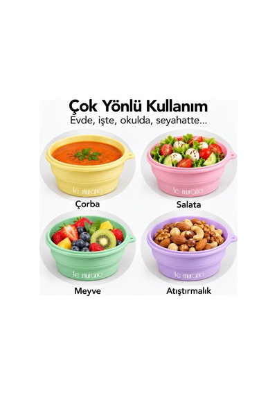 Mori 400 Ml 1 Adet Hava Sızdırmaz Yuvarlak Katlanabilir%100 Platinium Silikon Saklama Kabı Ve Kase, Bpa İçermez, Mikrodalga Ve Dondurucu Uyumlu, Pembe, Lm0012/20