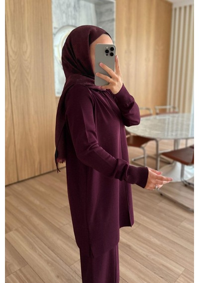 Kahijab Arlena Premium Rayon Takım - Mürdüm Mürdüm