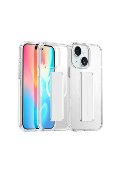 Jenerik Joko Apple iPhone Uyumlu  Uyumlu 15 Kılıf Alfa Magsafe Standlı Kapak - Şeffaf
