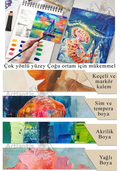 A4 Canvas Pad 280gr 10 Yaprak 1 Adet Canvas Defter Kanvas Tuval Dokulu Tuval Kağıdı Akrilik Guaj Yağlı Boya Defteri