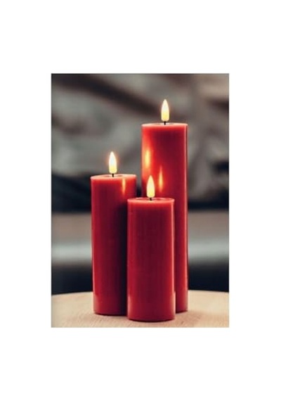 Bordo Rengi Dış Mekan Led Mum - 10x10 Cm 10c